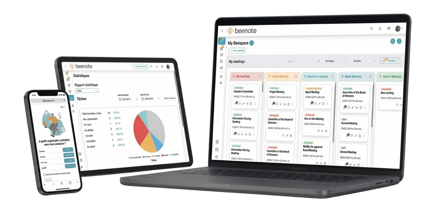 Mockup Beenote sur mobile, tablette et ordinateur